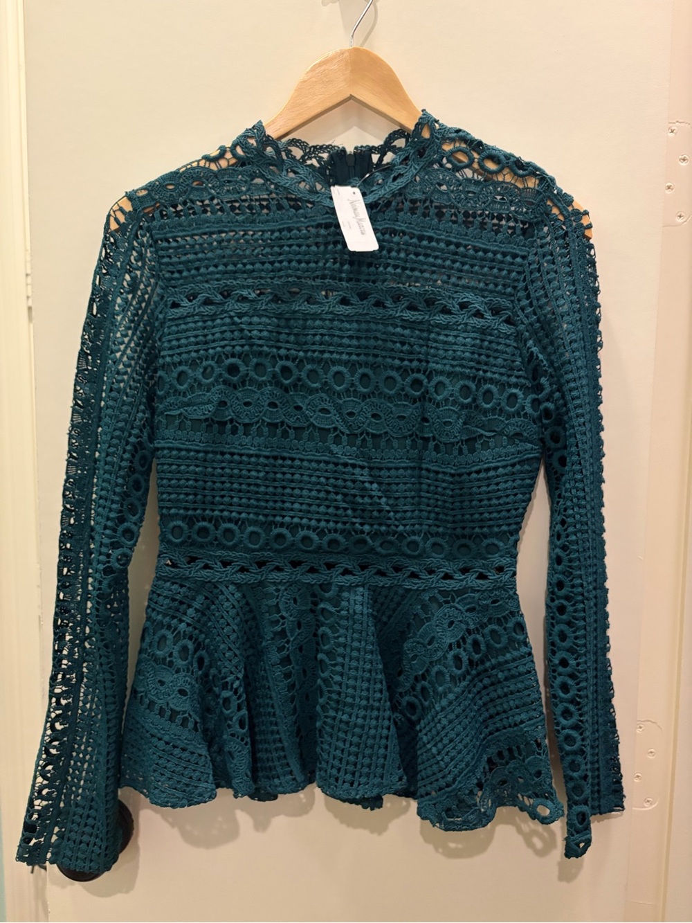 Endless Rose Forest Green Lace Peplum Top